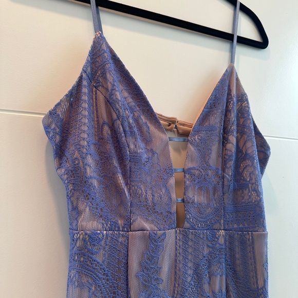 Charlotte Russe Purple Lace Bodycon Midi Dress Cutout Spaghetti Strap | Size M - Picture 9 of 13